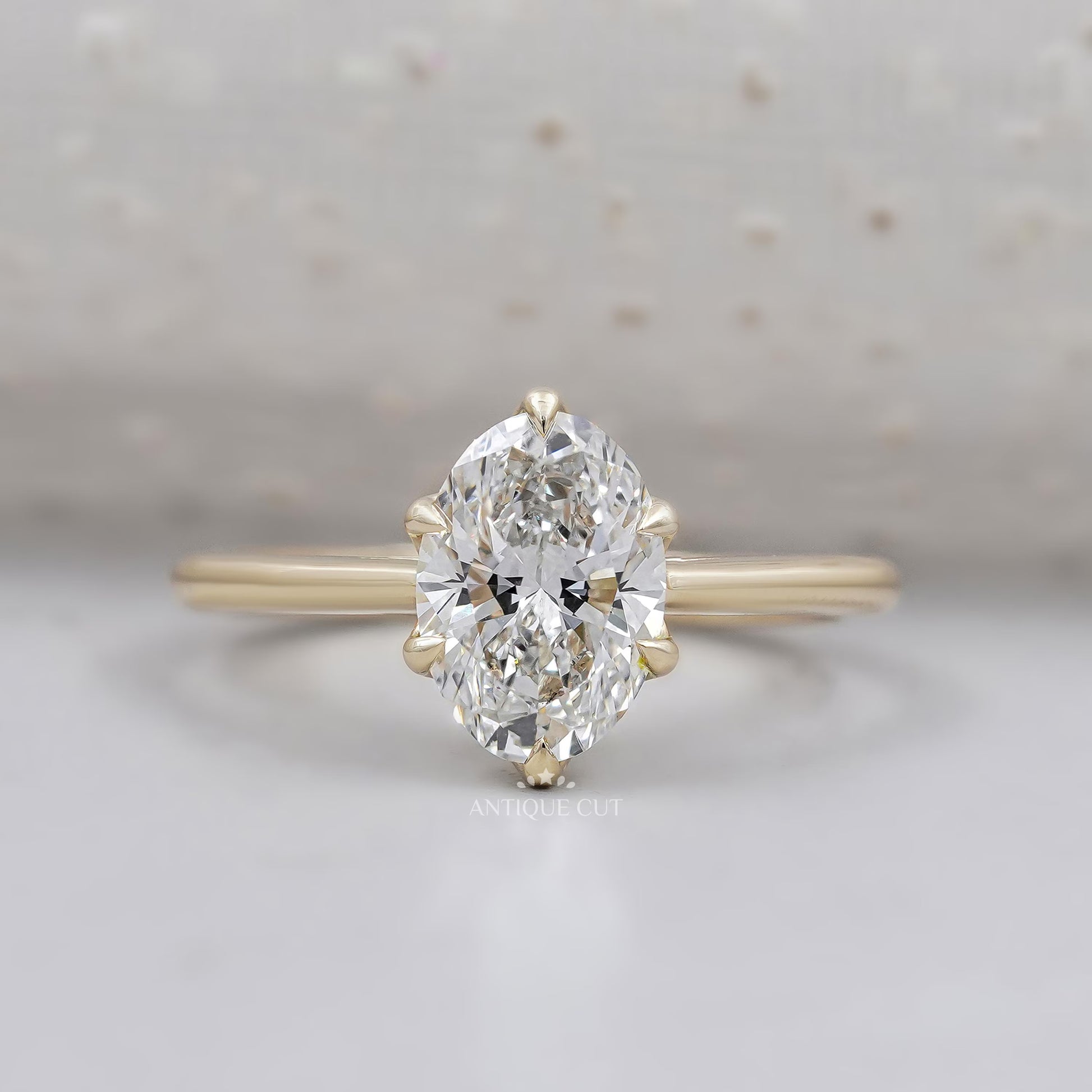 Oval Lab Grown Diamond Engagement Ring with Solitaire 6 Prong Setting IGI Certified