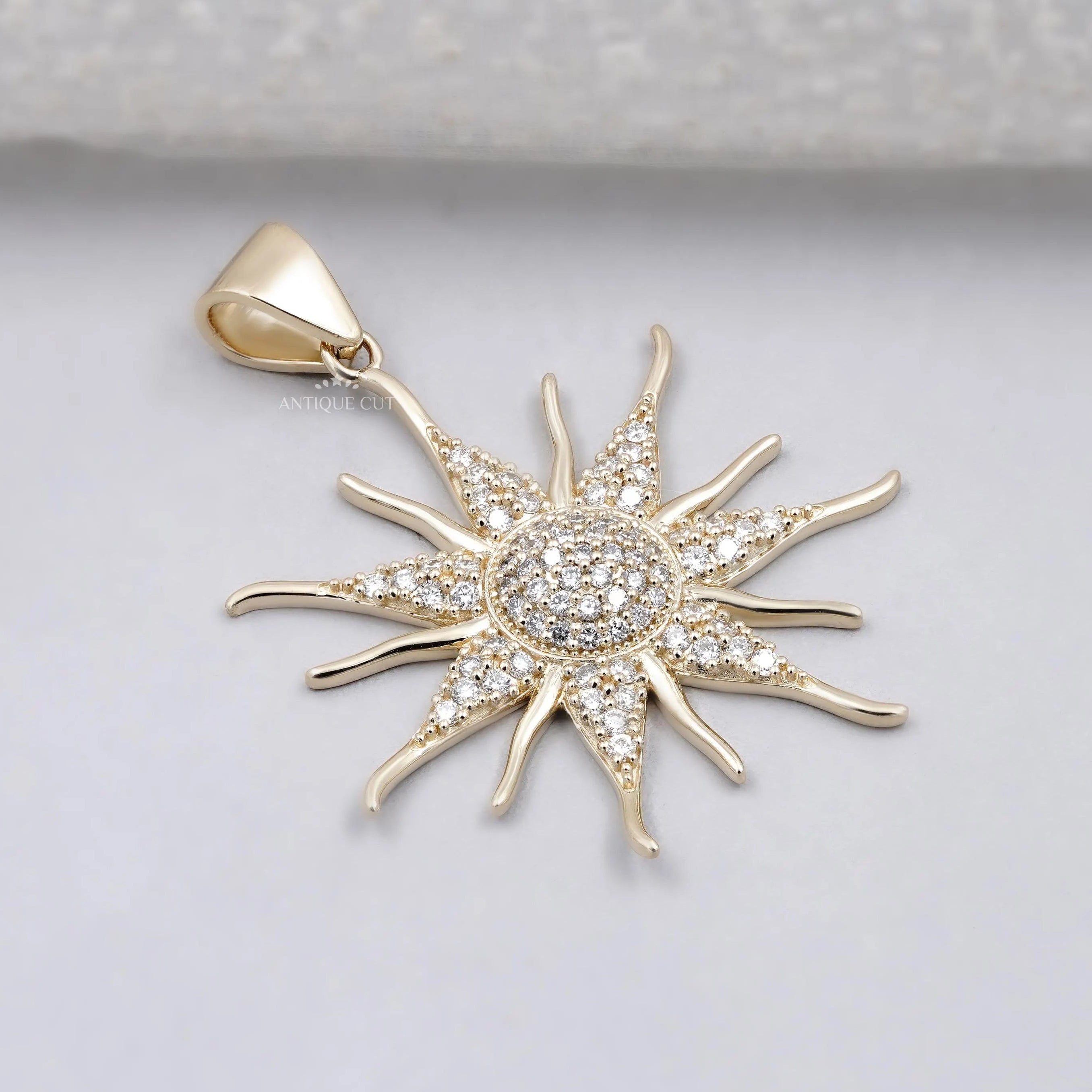 Antiquecut round lab grown diamond pendant