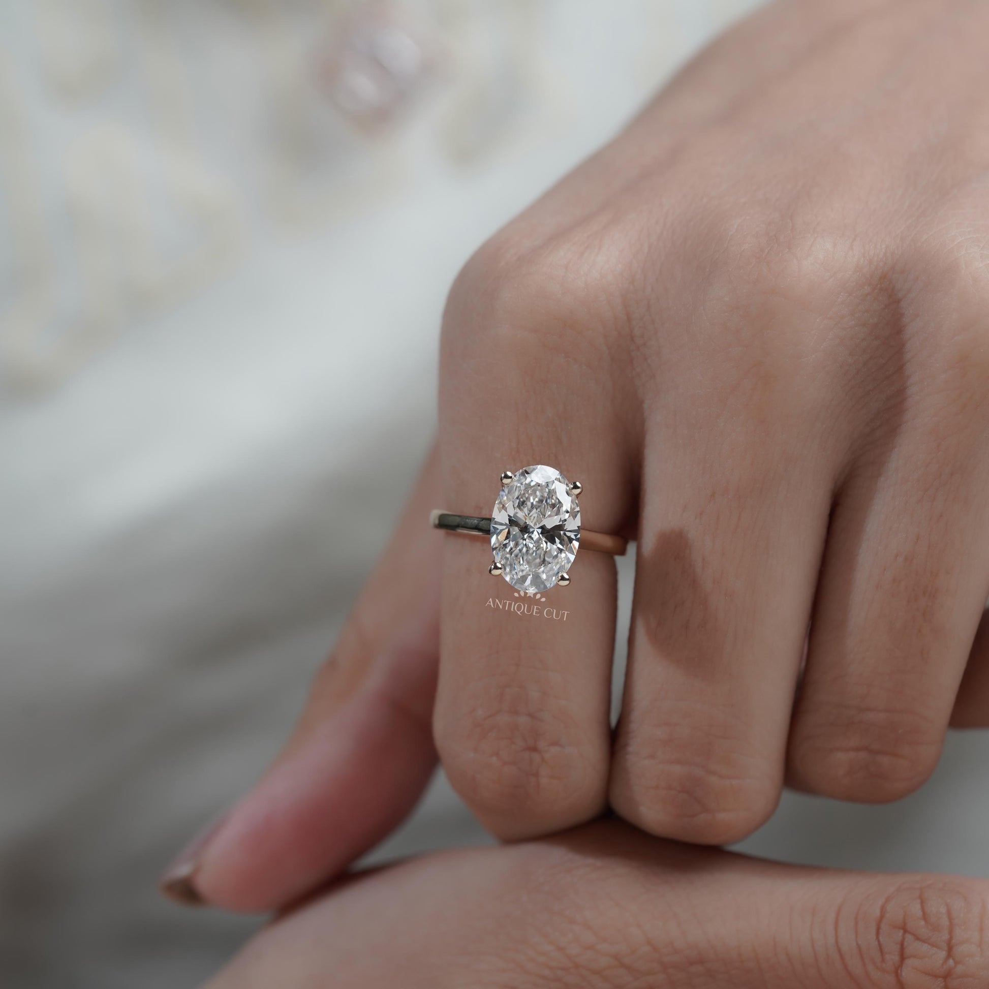 Premium oval diamond engagement ring with classic setting
