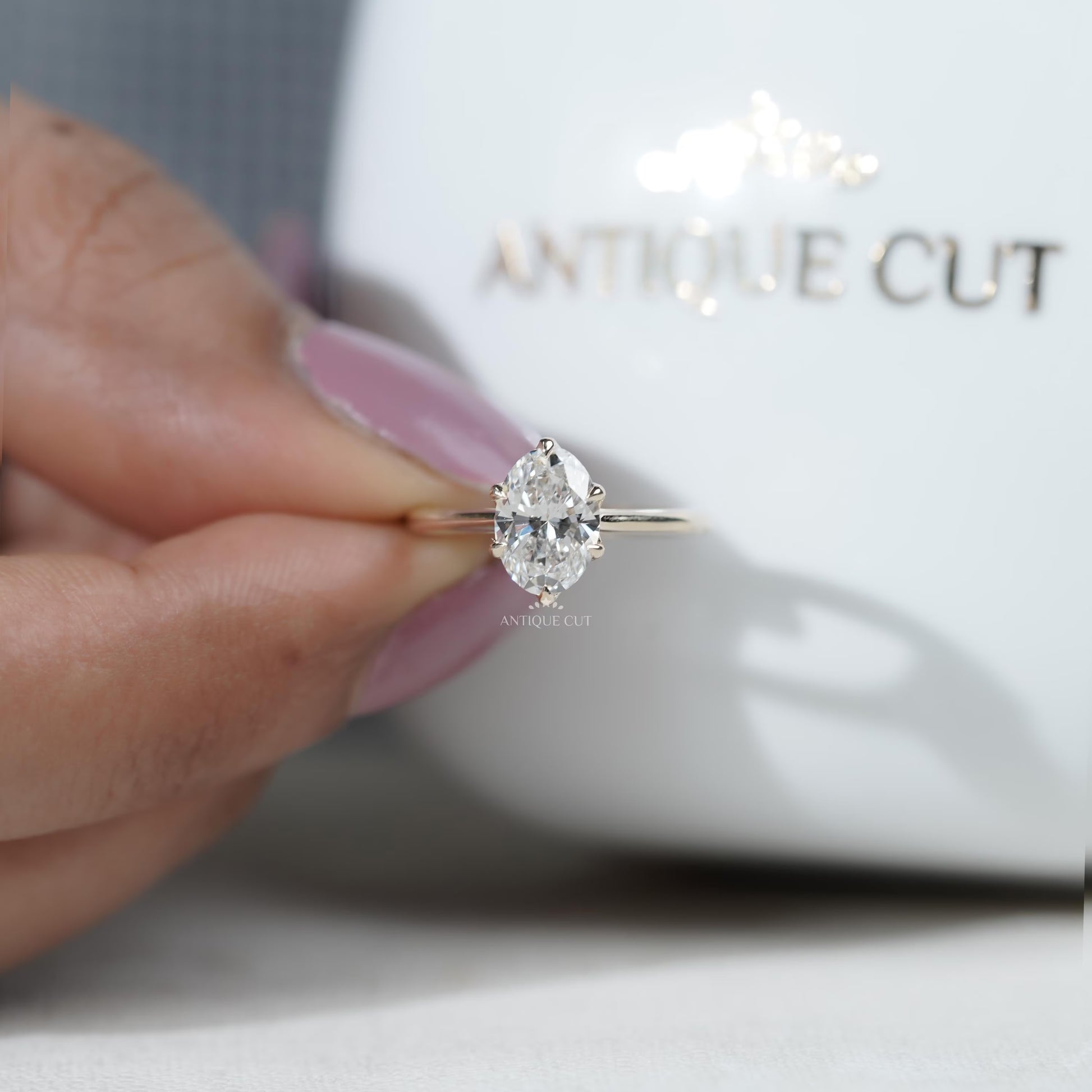White gold oval diamond engagement ring design