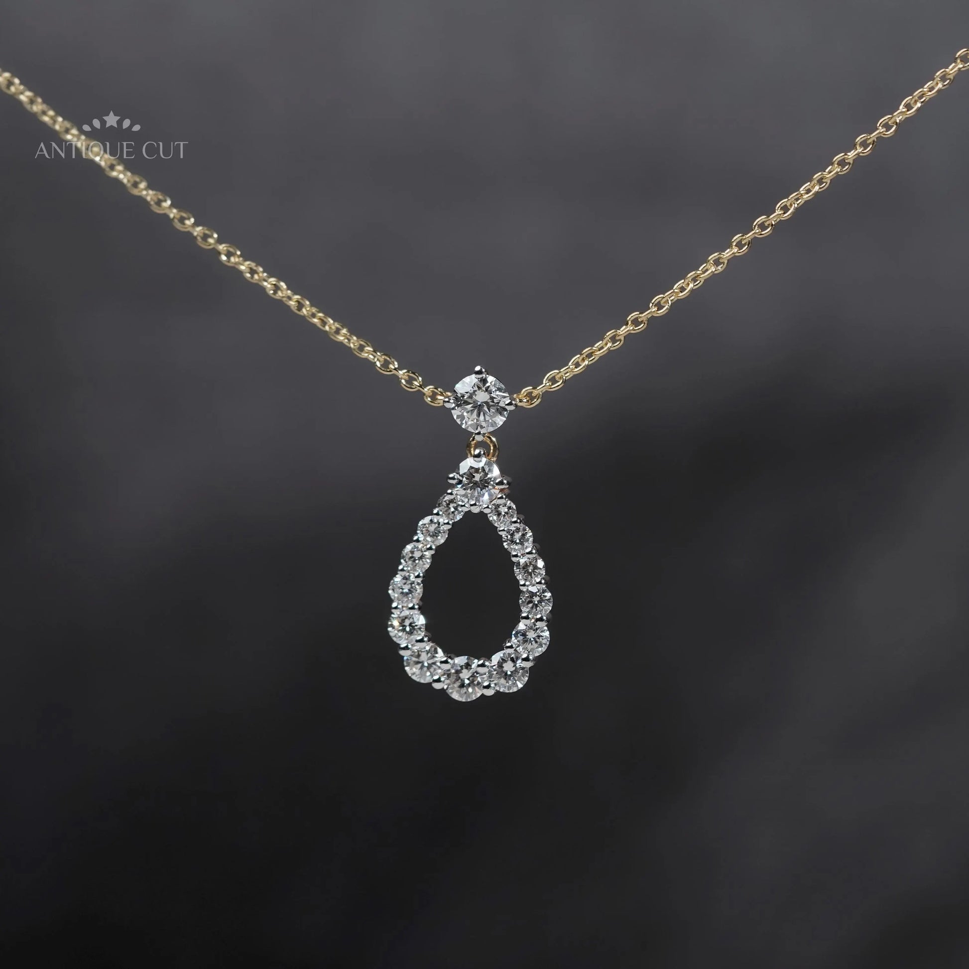IGI certified elegant diamond teardrop pendant necklace
