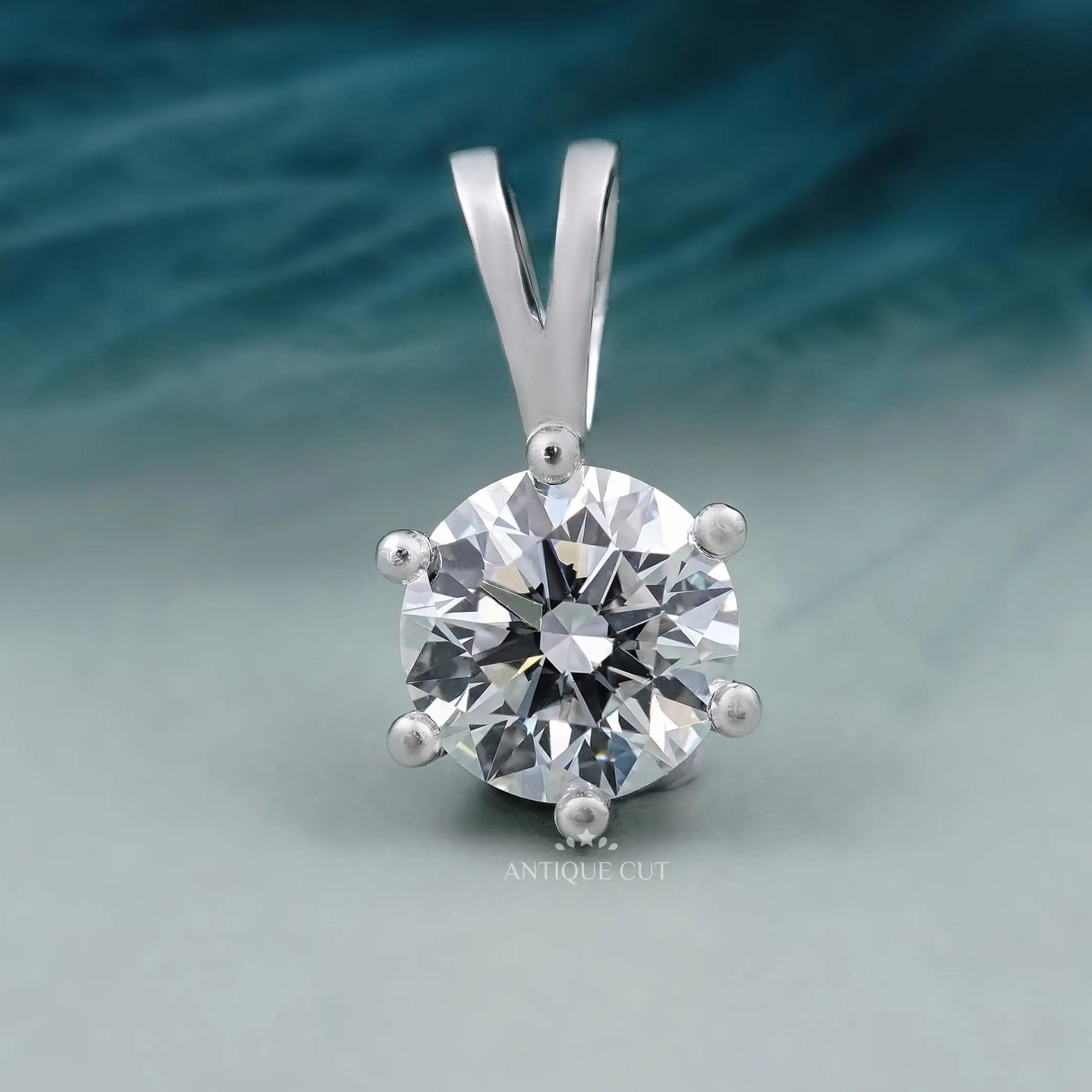 White and yellow classic round diamond solitaire necklace