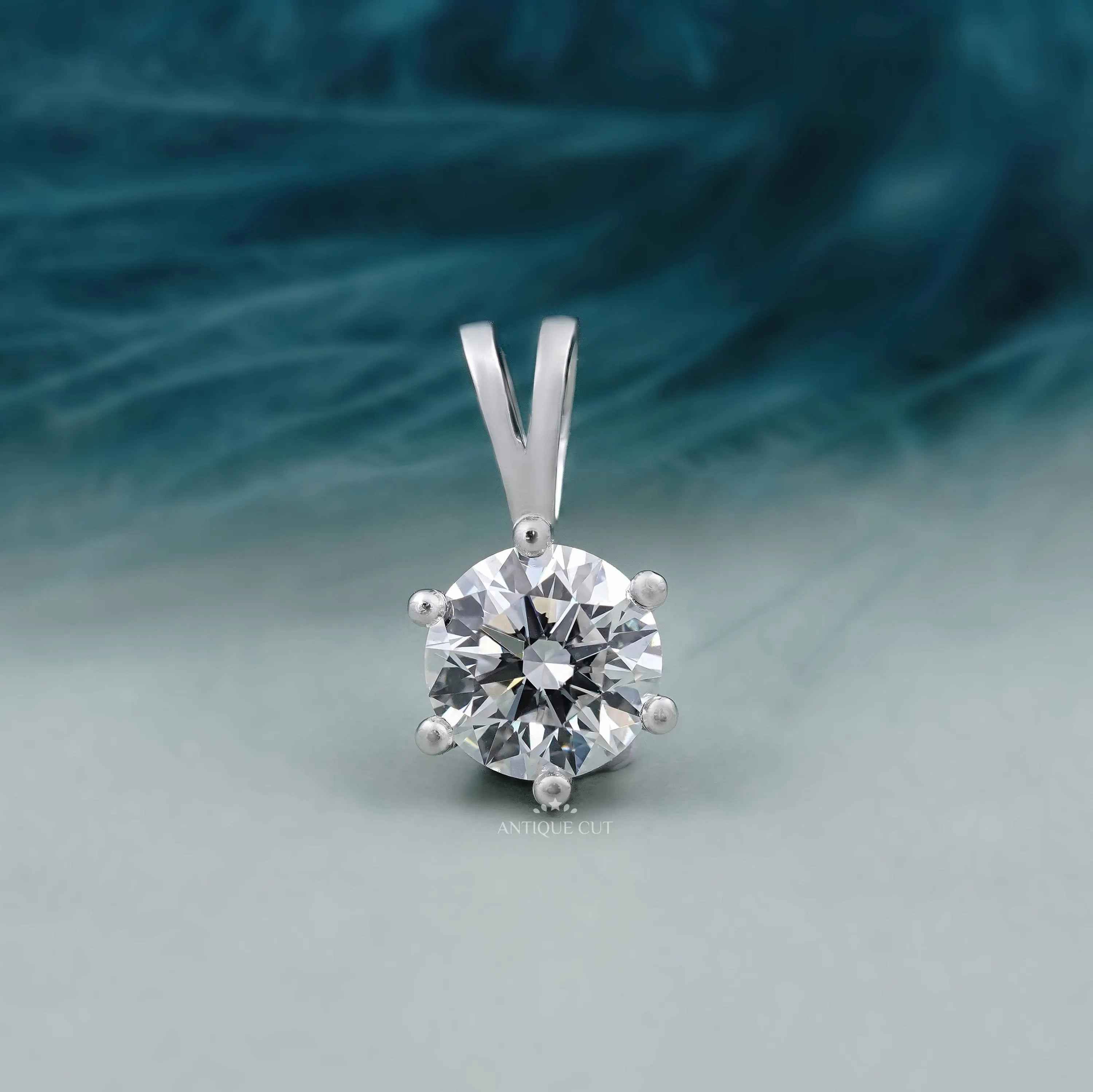 White and yellow classic round diamond solitaire necklace