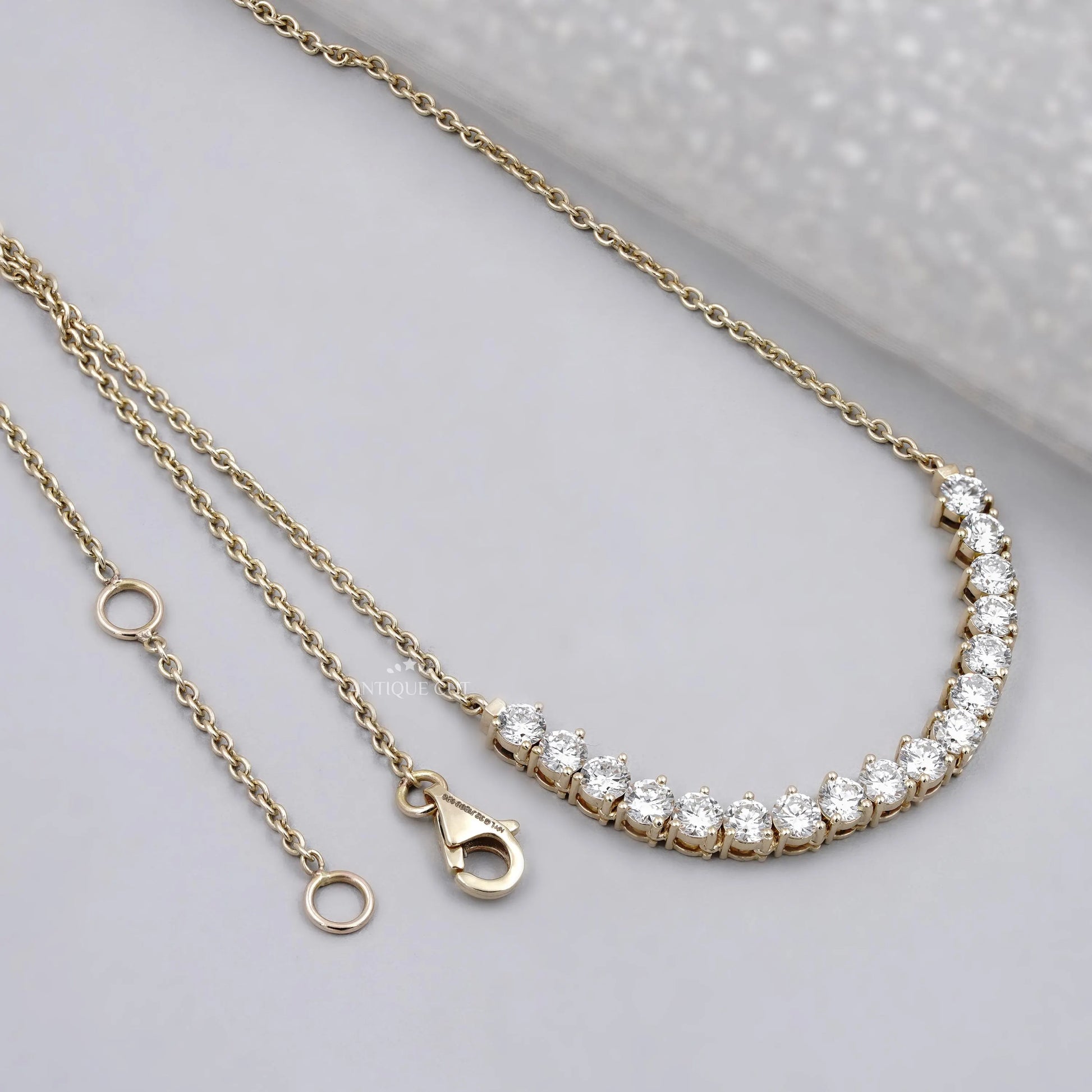 Antiquecut curved bar diamond pendant
