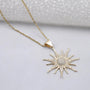 Elegant round diamond sunburst necklace