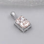 Radiant cut pink diamond halo pendant necklace