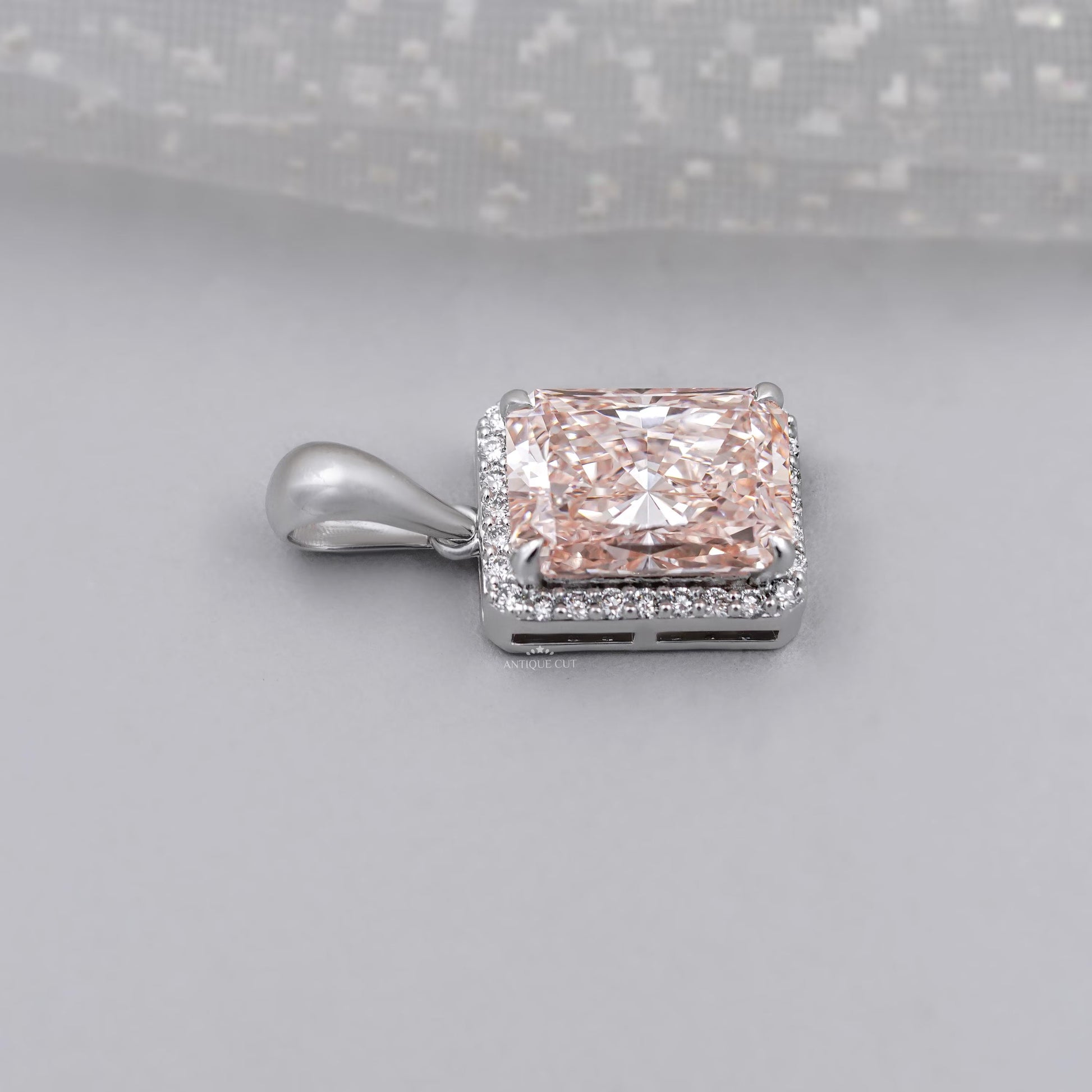 IGI certified radiant cut pink diamond pendant
