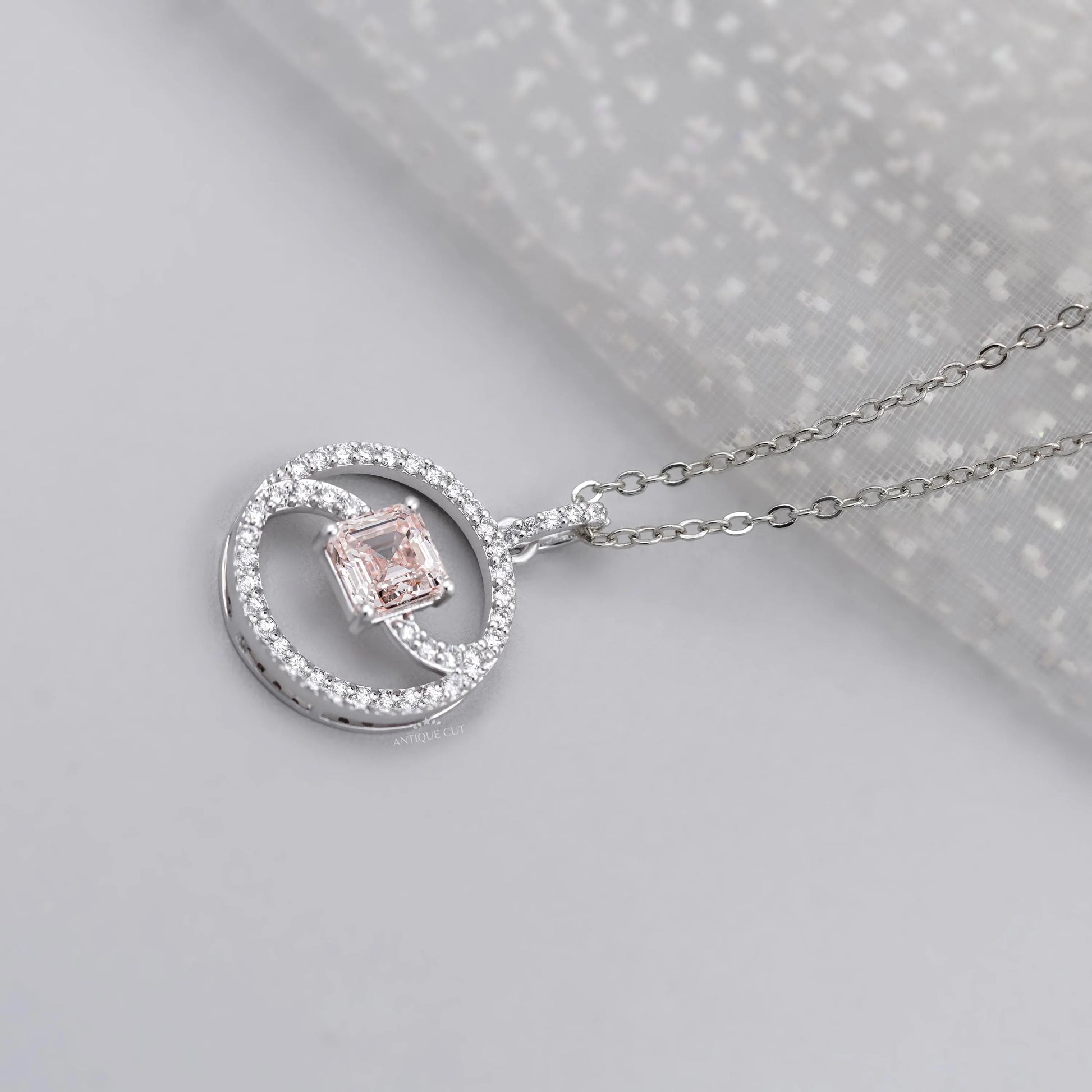 IGI certified Asscher cut diamond pendant