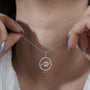 Modern Asscher swirl circle pendant white gold