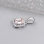 White gold emerald cut halo diamond necklace
