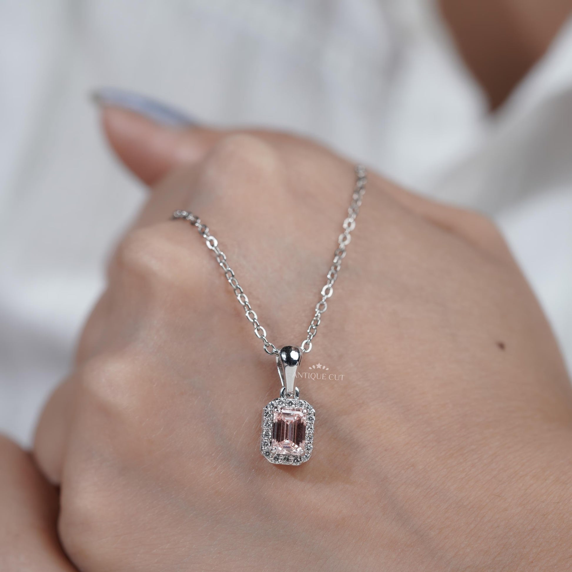 IGI certified emerald cut diamond pendant