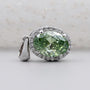 White gold oval green diamond necklace