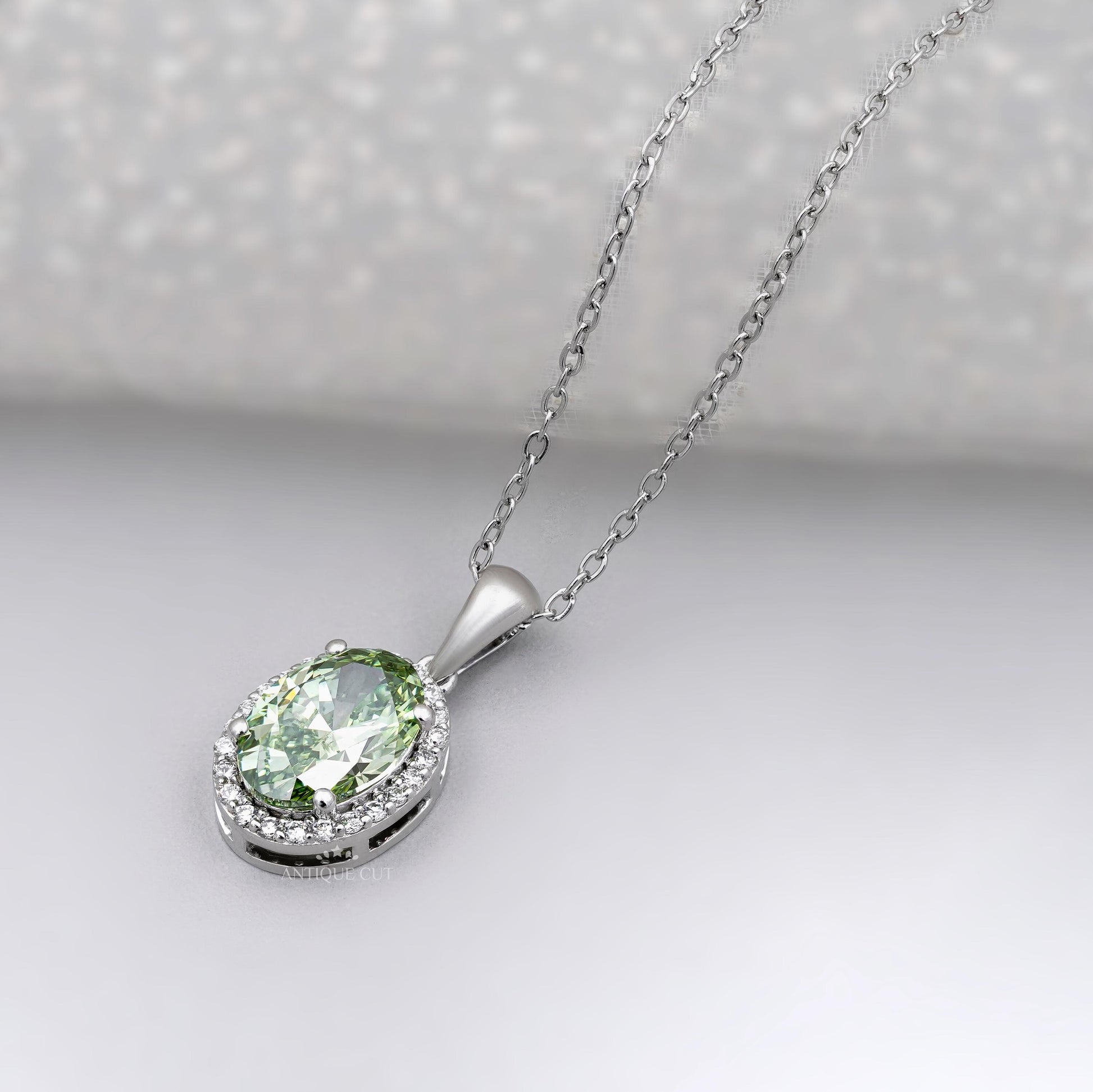 Oval green diamond pendant modern design