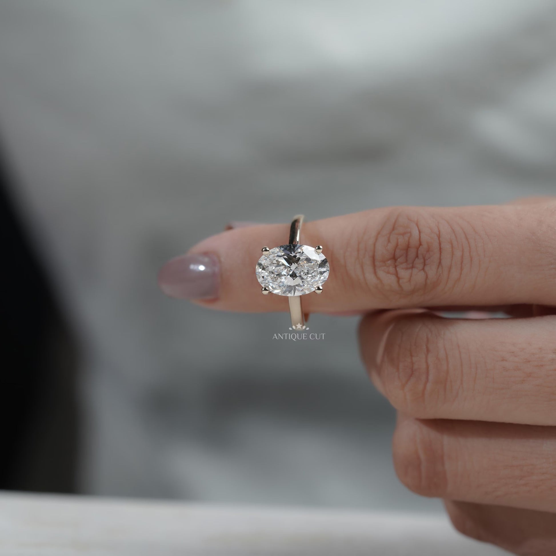 Luxury oval diamond proposal ring by Antiquecut