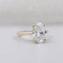 Oval cut solitaire diamond engagement ring in yellow gold