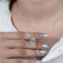 IGI certified blush pink emerald diamond halo pendant