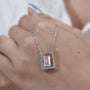 Signature emerald modern frame diamond pendant