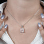 Halo pendant with radiant cut pink diamond