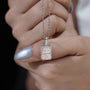White gold radiant pink diamond necklace