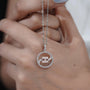 Swirl circle pendant with Asscher diamond center