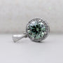 Green round diamond halo necklace