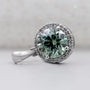 Round green diamond halo pendant necklace design