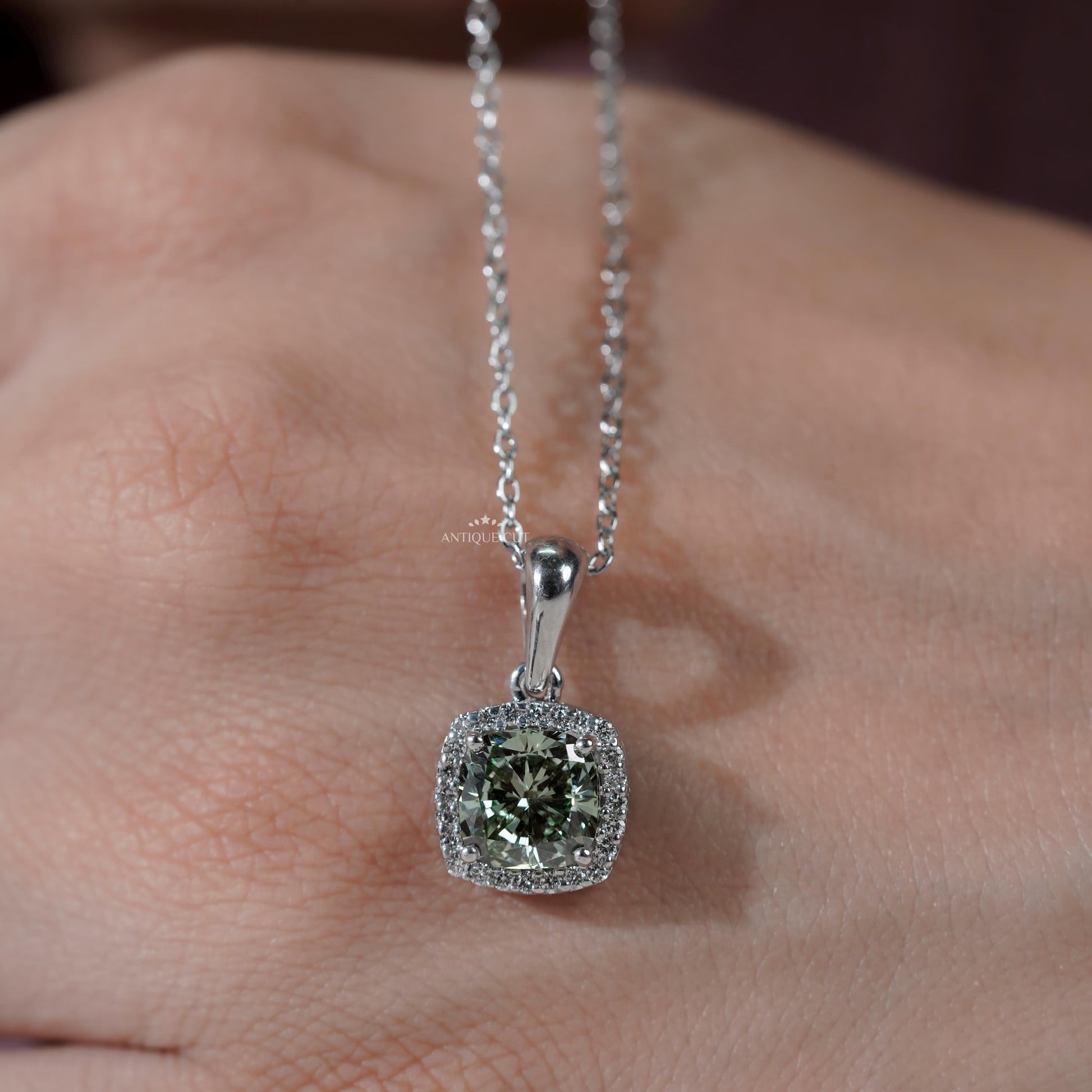 Sustainable lab grown diamond halo pendant