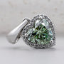 White gold green diamond halo necklace