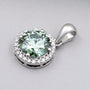 Fancy green diamond pendant with classic halo setting