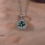 Classic round green diamond necklace