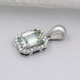 Emerald-cut diamond halo necklace