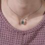 Classic royal emerald halo necklace