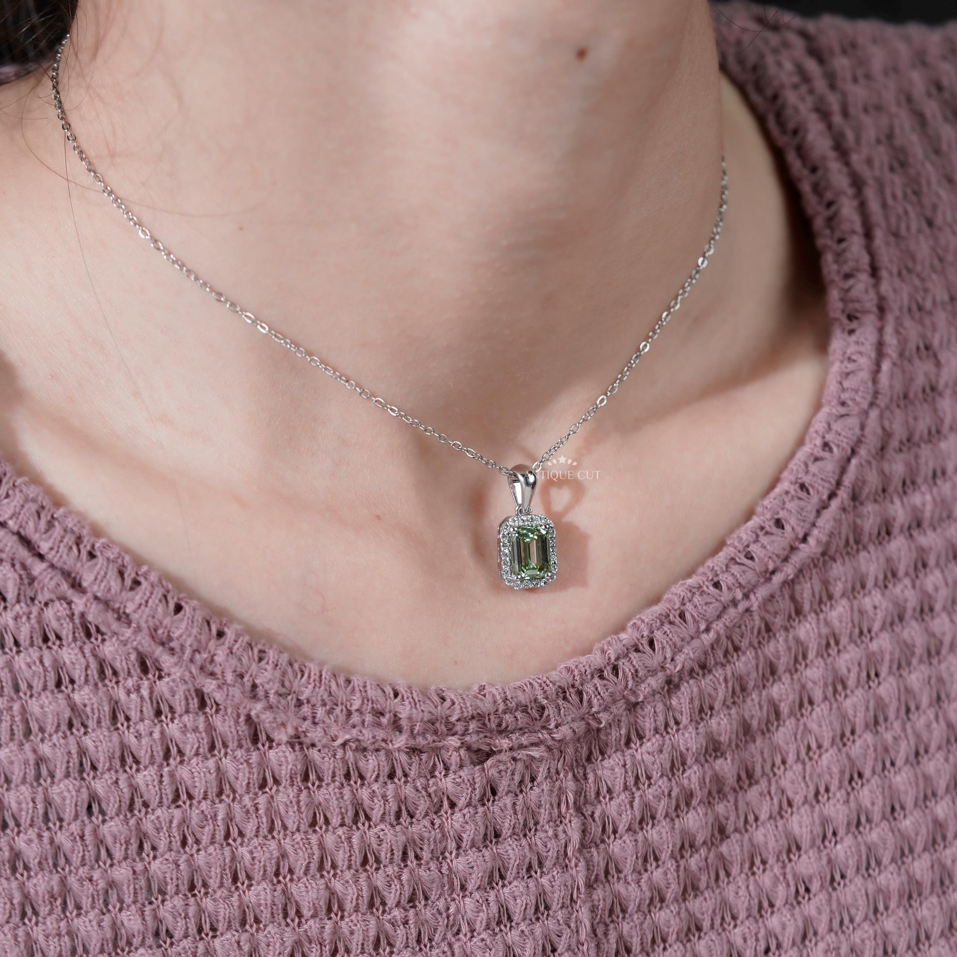 Regal halo emerald pendant in gold