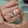 Antiquecut emerald cut morganite engagement ring