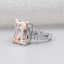 White gold emerald cut morganite ring