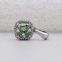 White gold green moissanite pendant with halo
