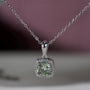 Antiquecut cushion cut green moissanite pendant