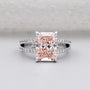 Radiant pink diamond split shank engagement ring in white gold