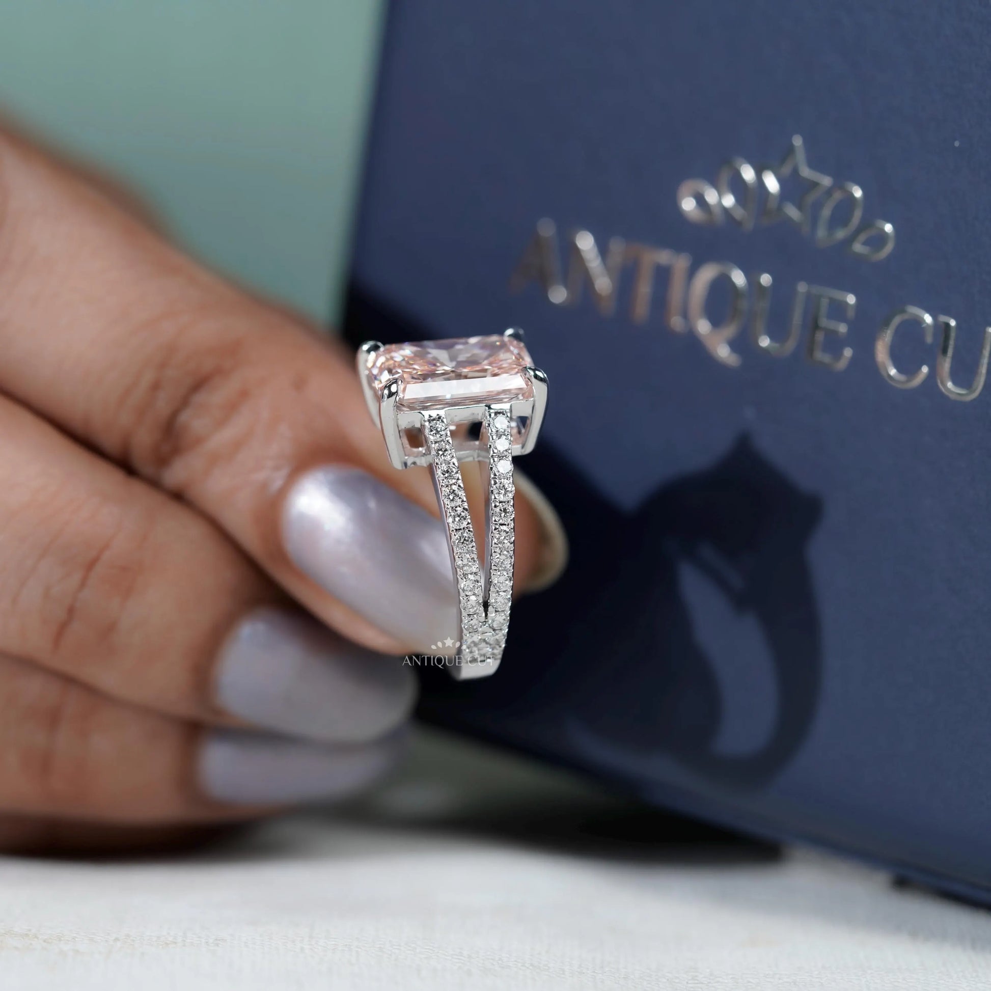 Statement radiant pink diamond engagement ring