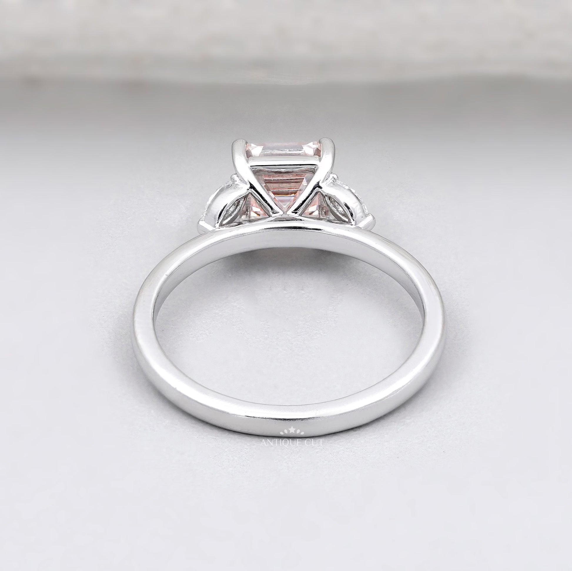 Elegant blush pink Asscher diamond ring design