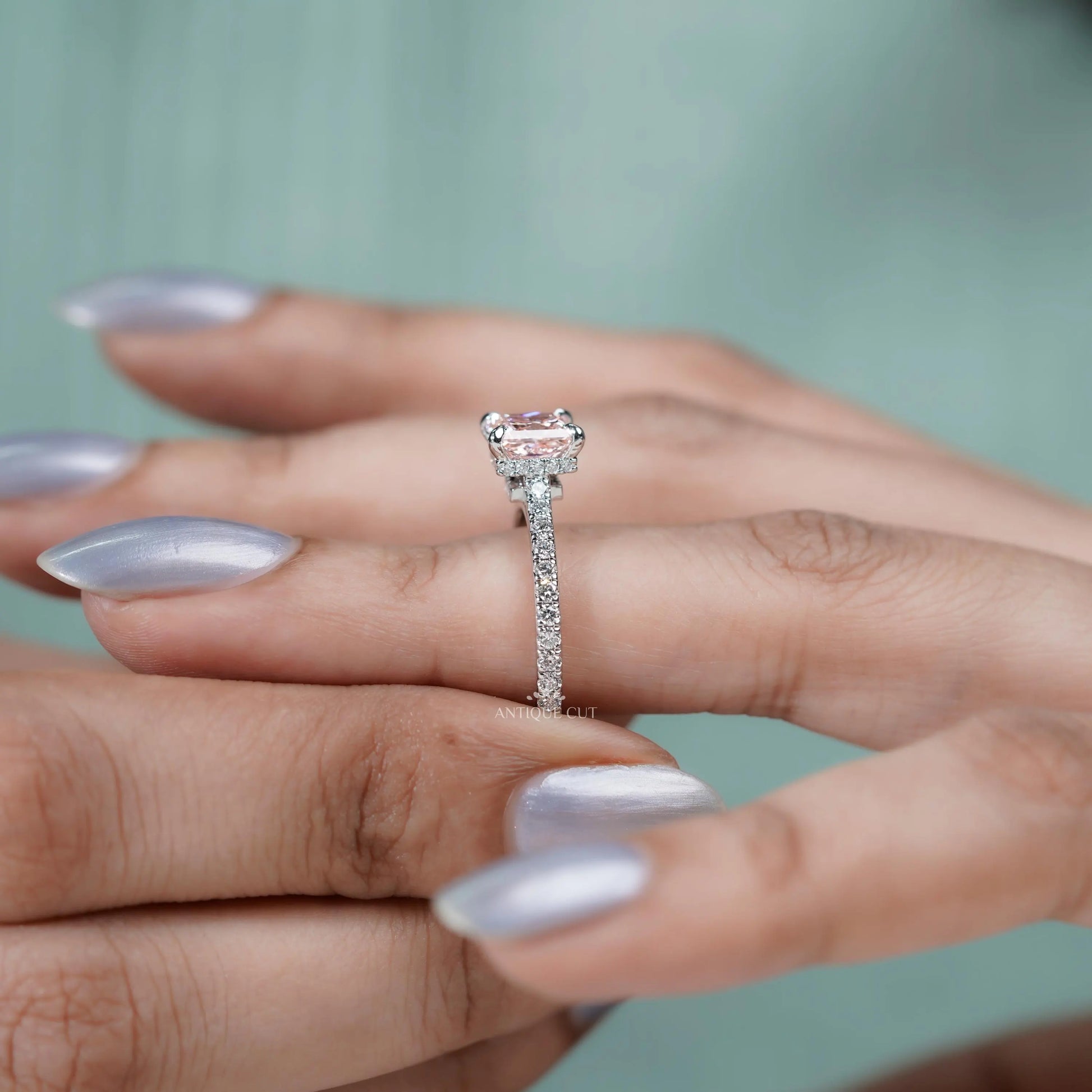 Luxury princess diamond pave band ring