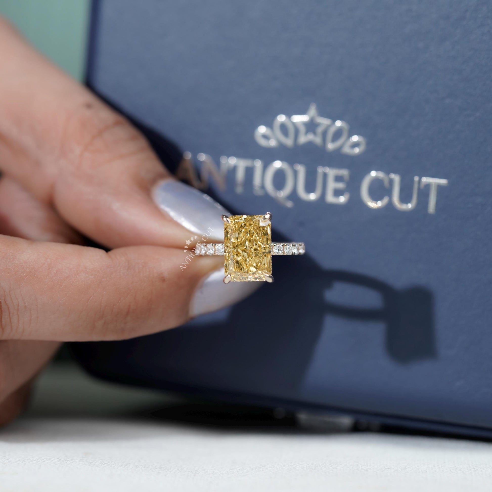 Timeless radiant fancy yellow diamond ring