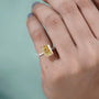 Luxury yellow gold yellow diamond ring with pave band