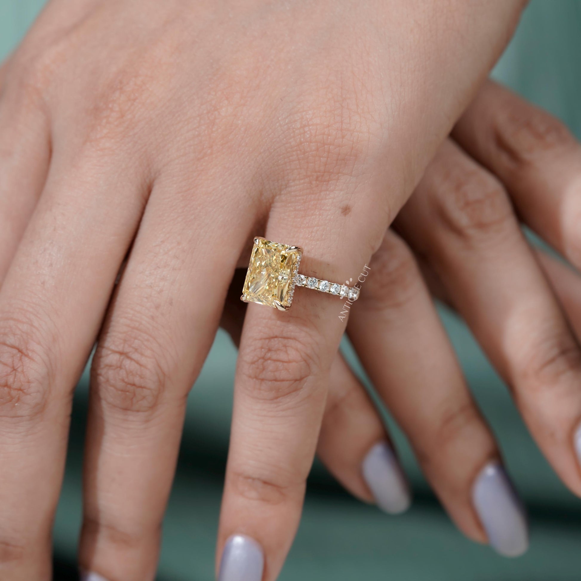 Fine jewelry radiant yellow diamond engagement ring