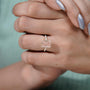 Luxury radiant pink diamond engagement ring in yellow gold