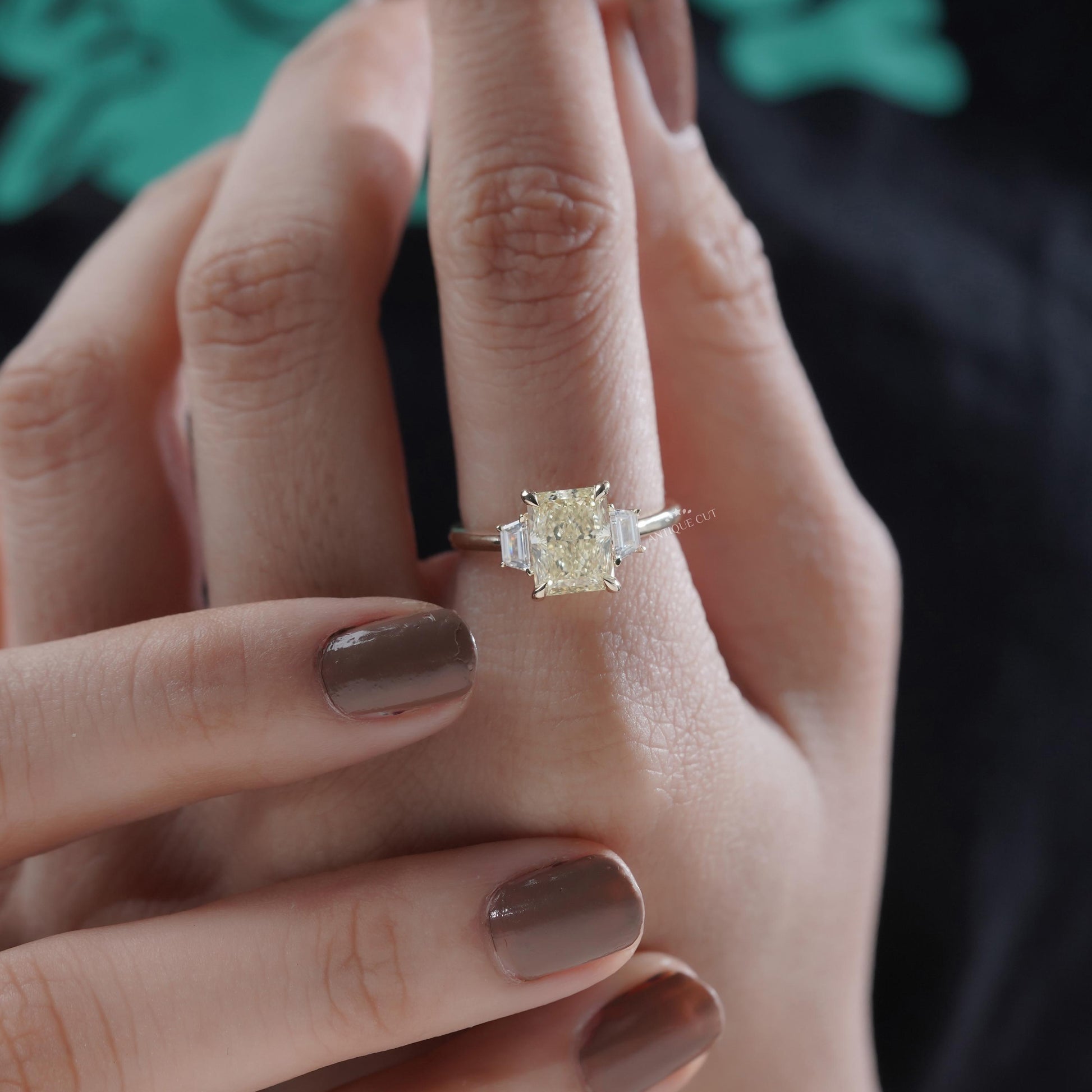 Fine jewelry radiant yellow diamond engagement ring