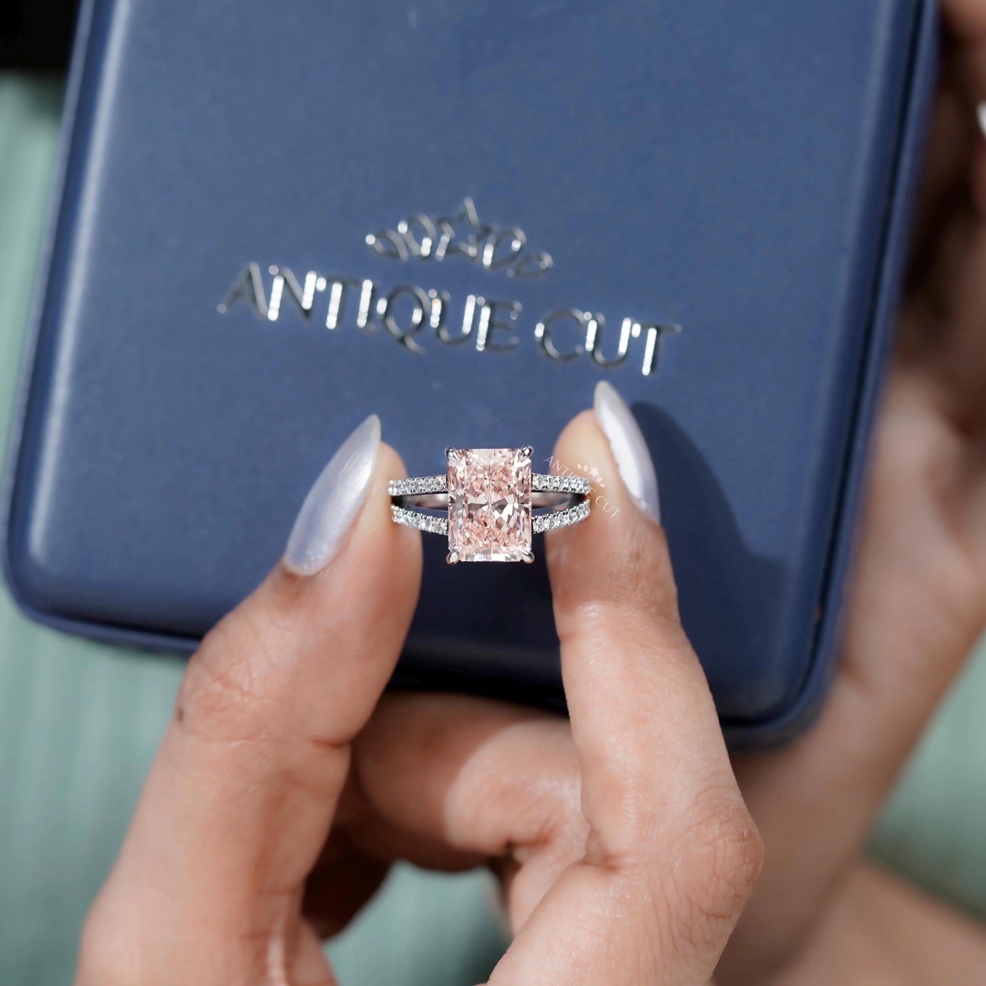 Elegant split shank pink diamond ring design