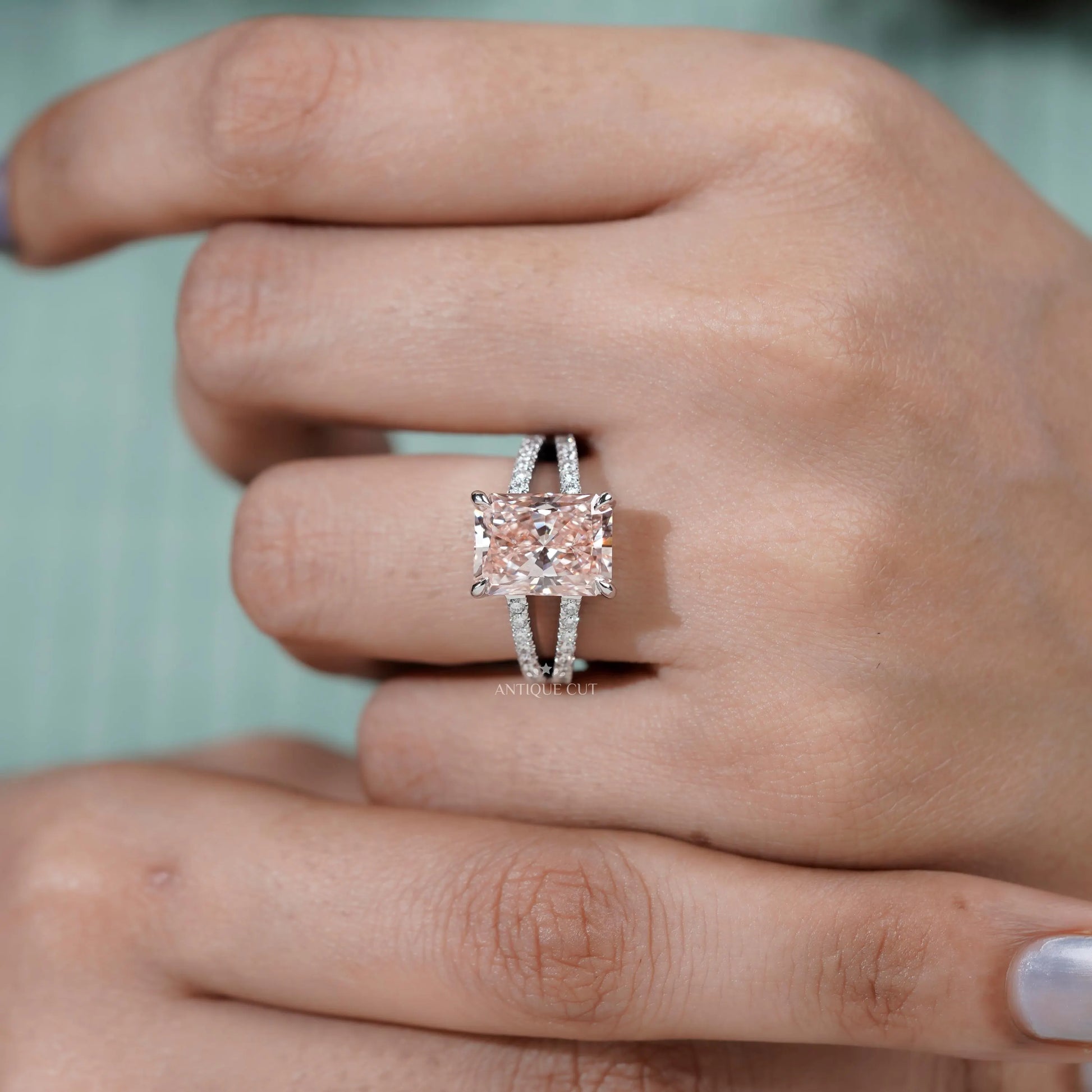 Fine jewelry radiant pink diamond ring