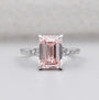 Emerald cut pink solitaire ring in white gold