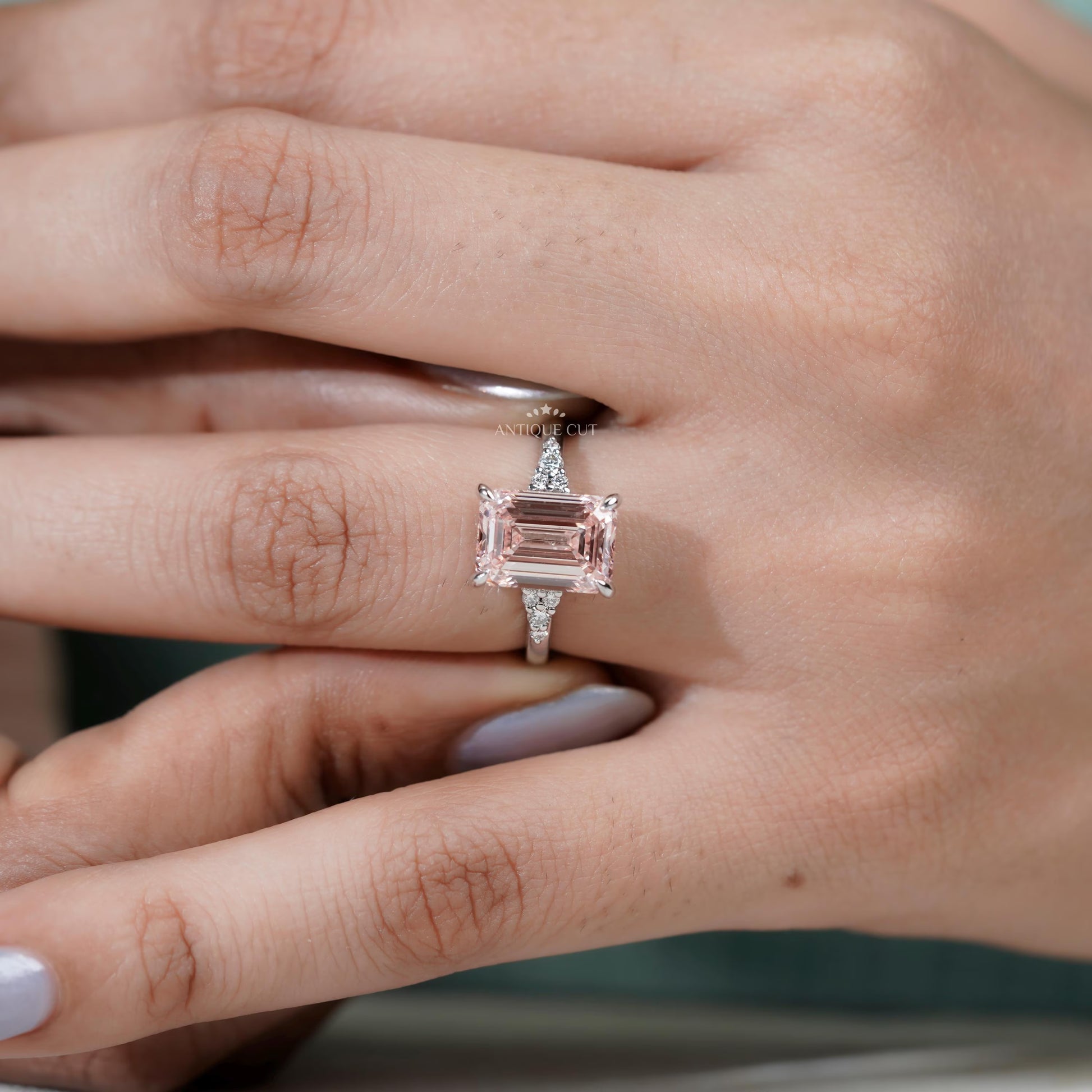 Sustainable lab grown pink diamond ring